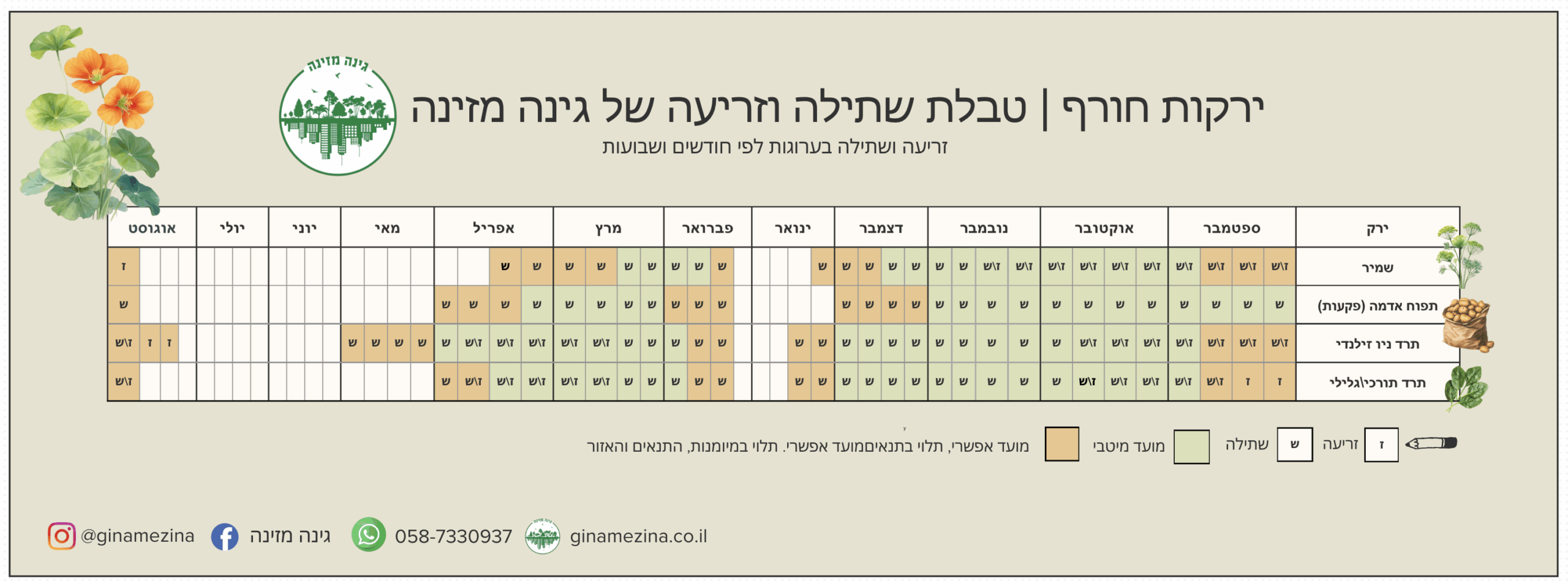 לוח שנה לשתילת ירקות חורף